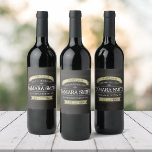 Vintage Birthday Rustic Stylish Modern Wine Label