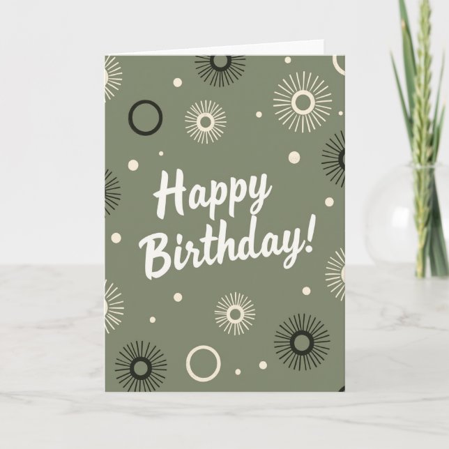 Vintage Birthday Sage Pattern Card (Front)