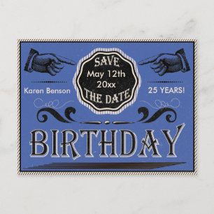 Vintage Birthday Save The Date Announcement Postcard