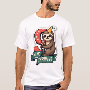 Vintage Birthday Sloth Girl Party Vector Design 2 T-Shirt