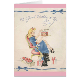 Vintage Birthday to a Sister, Card