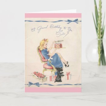 Vintage Birthday To Sister  Card by AsTimeGoesBy at Zazzle