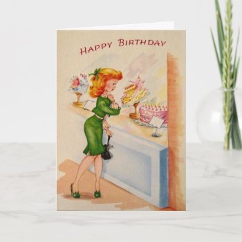 Vintage Birthday - You Take The Cake!  Card by AsTimeGoesBy at Zazzle