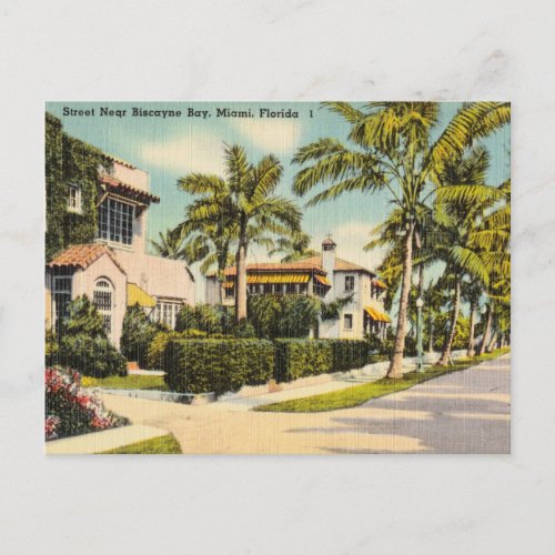 Vintage Biscayne Bay Miami Florida Postcard