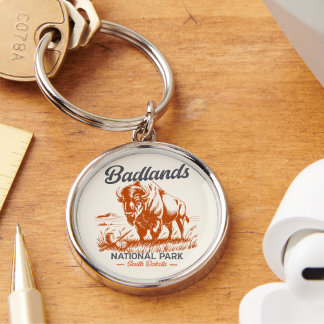 Vintage Bison – Badlands National Park Keychain