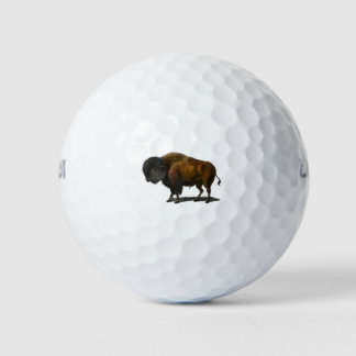 Vintage bison buffalo illustration golf balls