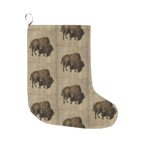 Vintage Bison Large Christmas Stocking