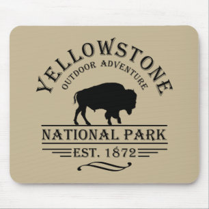 Vintage Bison Yellowstone National Park Mouse Pad