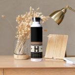 Vintage Bistro Tile Black and Gold Monogram Water Bottle<br><div class="desc">These classy black,  cream and gold faux tile water bottles are perfect gifts. Their clean lines,  simple colors,  and vintage pattern are timeless and versatile. A bistro tile design for sophisticated taste.</div>