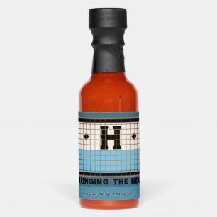 Vintage Bistro Tile Blue and Gold Monogram Hot Sauces