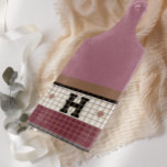 Vintage Bistro Tile Cranberry and Gold Monogram Cutting Board<br><div class="desc">This classy cranberry,  cream and gold faux tile cutting board is perfect for any home. Its clean lines,  simple colors,  and vintage pattern are timeless and versatile. A bistro tile design with a surface that is durable and easy to clean.</div>