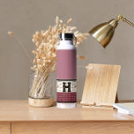 Vintage Bistro Tile Cranberry and Gold Monogram Water Bottle<br><div class="desc">These classy cranberry,  cream and gold faux tile water bottles are perfect gifts. Their clean lines,  simple colors,  and vintage pattern are timeless and versatile. A bistro tile design for sophisticated taste.</div>