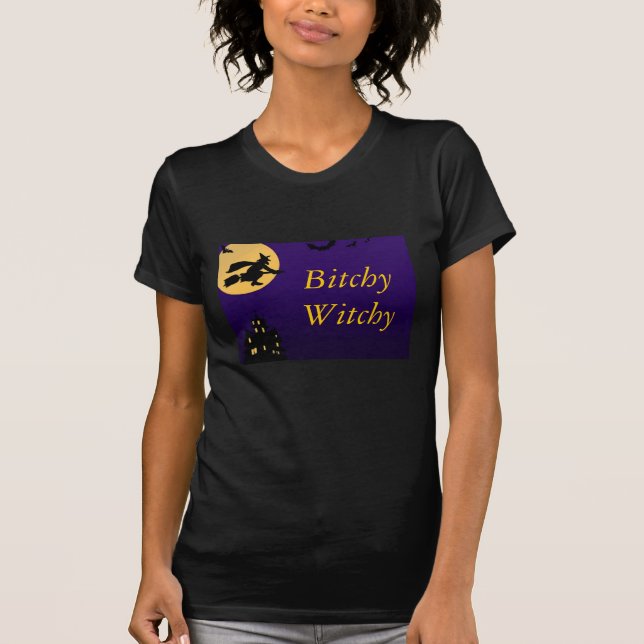 Vintage Bitchy Witchy Halloween T-Shirt (Front)