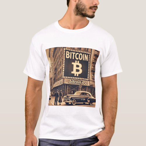 Vintage Bitcoin BTC Advertisement Crypto Design T_Shirt