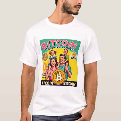 Vintage Bitcoin BTC Advertisement Cryptocurrency T_Shirt