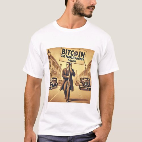 Vintage Bitcoin Cryptocurrency Design T_Shirt