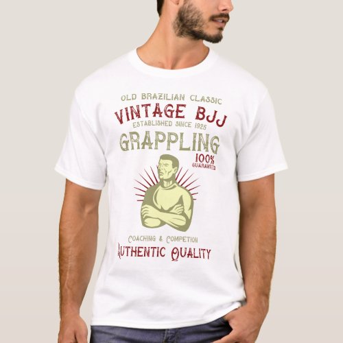 Vintage BJJ Retro Brazilian Jiu Jitsu Grappling T_Shirt