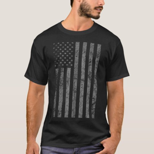 Vintage Black American Flag  T_Shirt