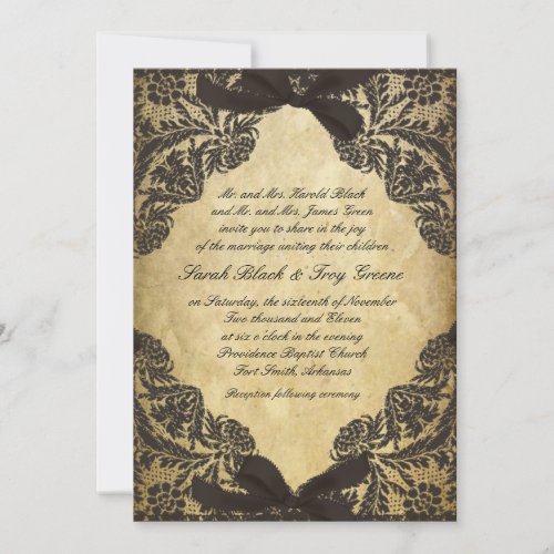 Vintage Black and Cream Lace Personalized Invite