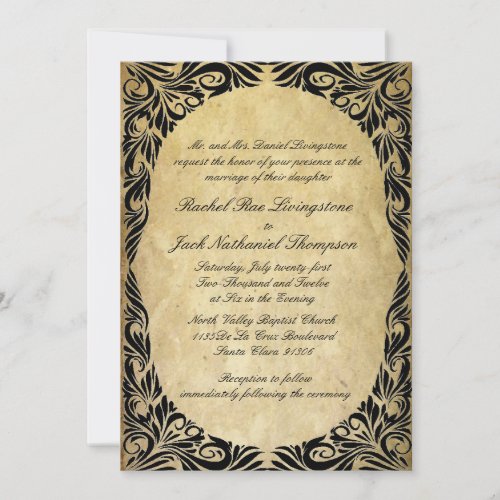 Vintage Black and Cream Wedding Custom Announcement