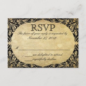 Vintage Black And Cream Wedding Rsvp by party_depot at Zazzle