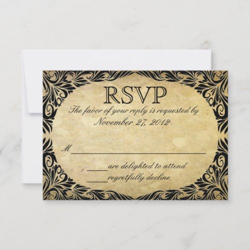 Vintage Black and Cream Wedding RSVP