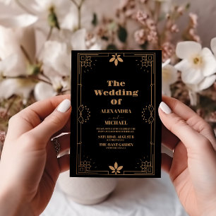 Vintage Black and Gold Art Deco Wedding Invitation