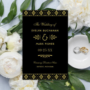 Vintage Black and Gold Art Deco Wedding Programs