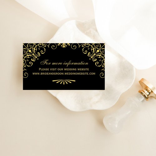 Vintage Black and Gold Art Deco Wedding Website Enclosure Card