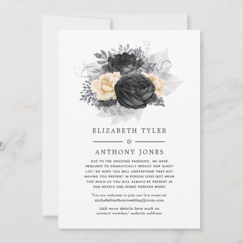 Vintage Black and Gold Floral Bee Wedding Guests Announcement