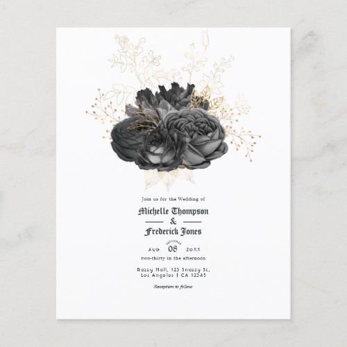 Vintage Black and Gold Floral Wedding Invitation  Flyer