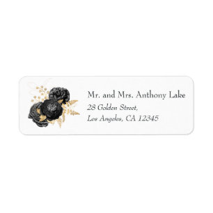 Vintage Black and Gold Floral Wedding Label