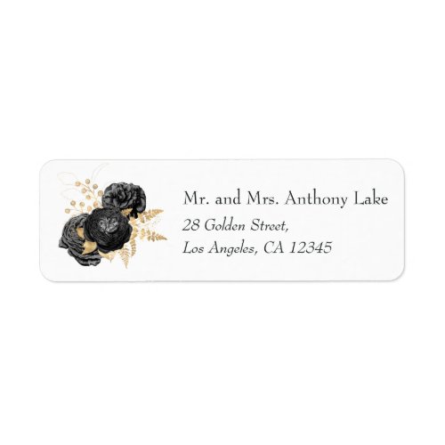 Vintage Black and Gold Floral Wedding Label