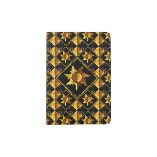 Vintage Black And Gold Sun Symbol Passport Holder