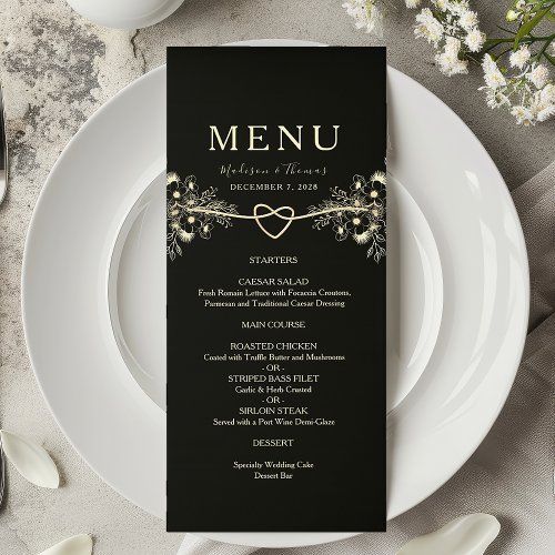 Vintage Black and Gold Wedding Menu