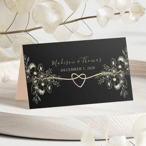 Vintage Black and Gold Wedding Place Card