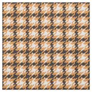 Vintage black and orange houndstooth plaid pattern fabric