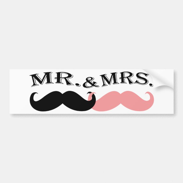 Vintage Black and Pink Mustache Bumper Sticker (Front)