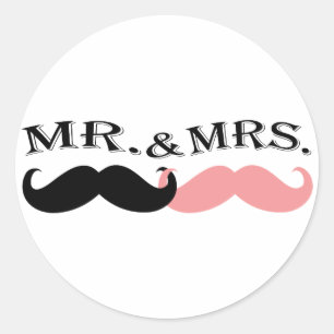 Vintage Black and Pink Mustache Classic Round Sticker