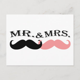 Vintage Black and Pink Mustache Postcard