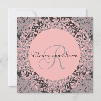 Vintage Black and Pink Wedding Invitation