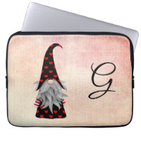 Vintage Black and Red Gnome with hearts Watercolor