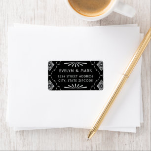 Vintage Black and Silver Art Deco Wedding Address Label