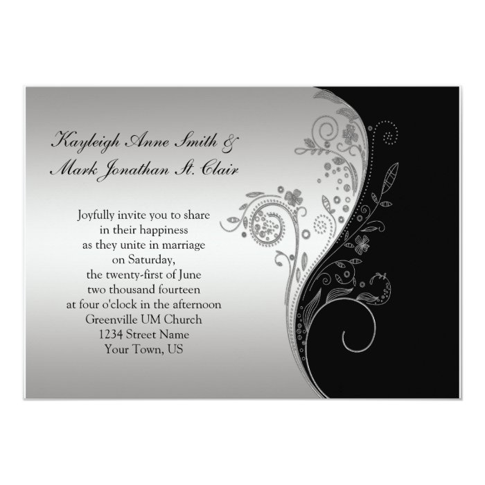 Vintage Black and Silver Wedding Invitation | Zazzle
