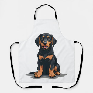 Vintage Black and Tan Dog Back View Illustration P Apron