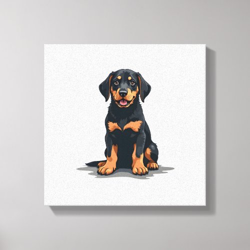 Vintage Black and Tan Dog Back View Illustration P Canvas Print