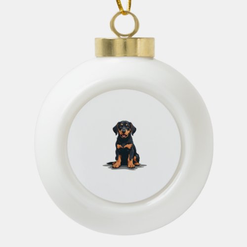 Vintage Black and Tan Dog Back View Illustration P Ceramic Ball Christmas Ornament