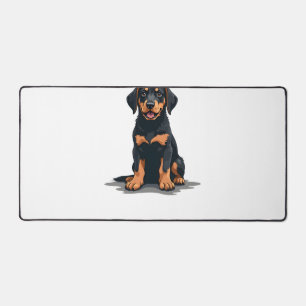 Vintage Black and Tan Dog Back View Illustration P Desk Mat