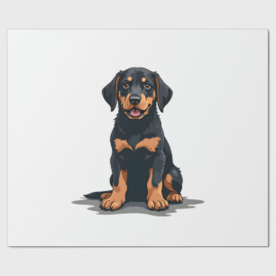 Vintage Black and Tan Dog Back View Illustration P Wrapping Paper
