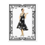 Vintage Black and White 1930s Beaded Dress Postcard